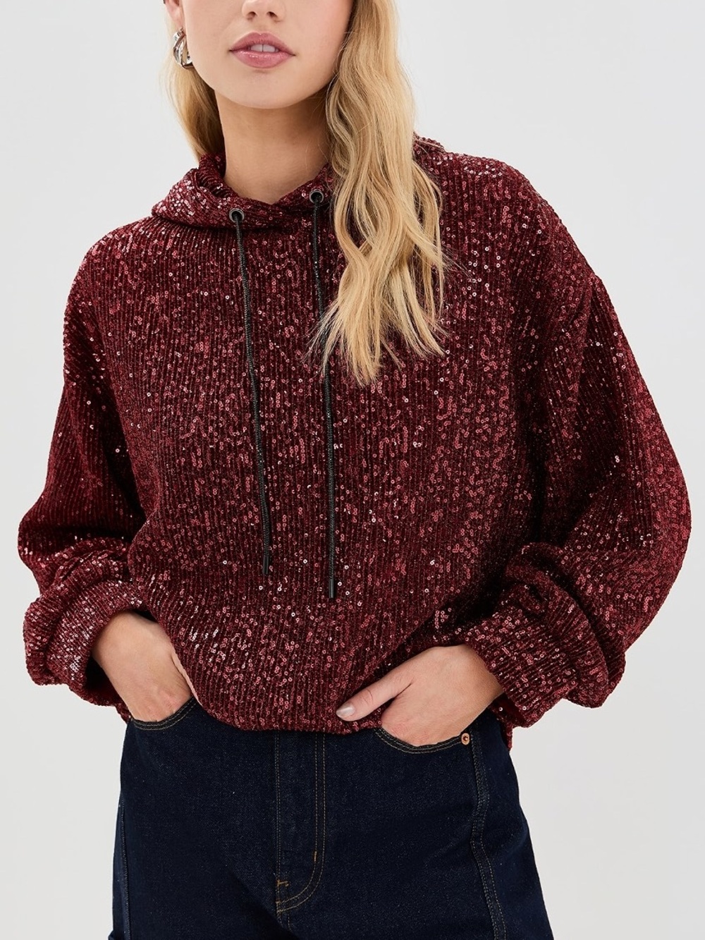 STINE GOYA Oversized Sequined Hoodie